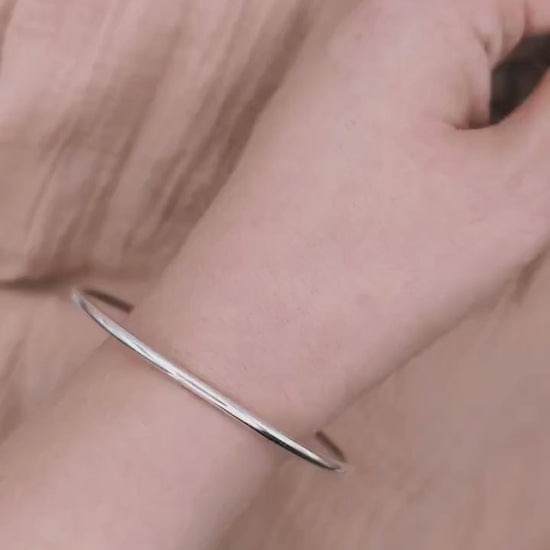 Scribble Heart Sterling Silver Charm Bangle