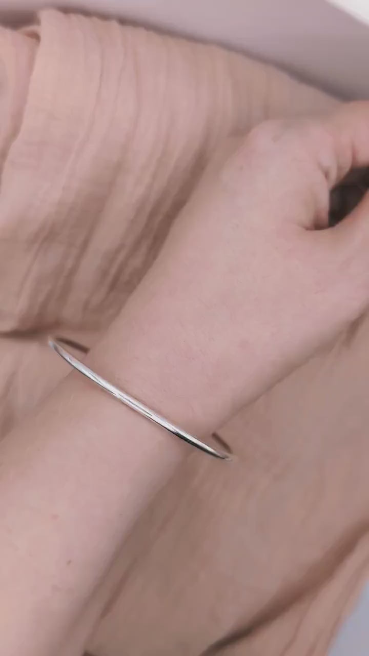 Scribble Heart Sterling Silver Charm Bangle