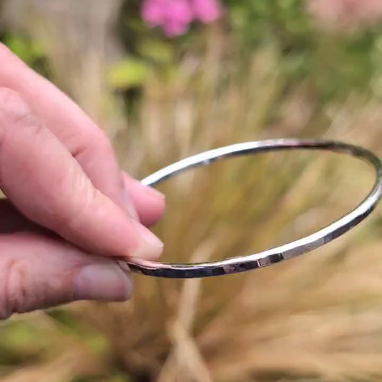 Sterling Silver Hammered Bangle, Fully Hallmarked - solid silver, stacking bangle