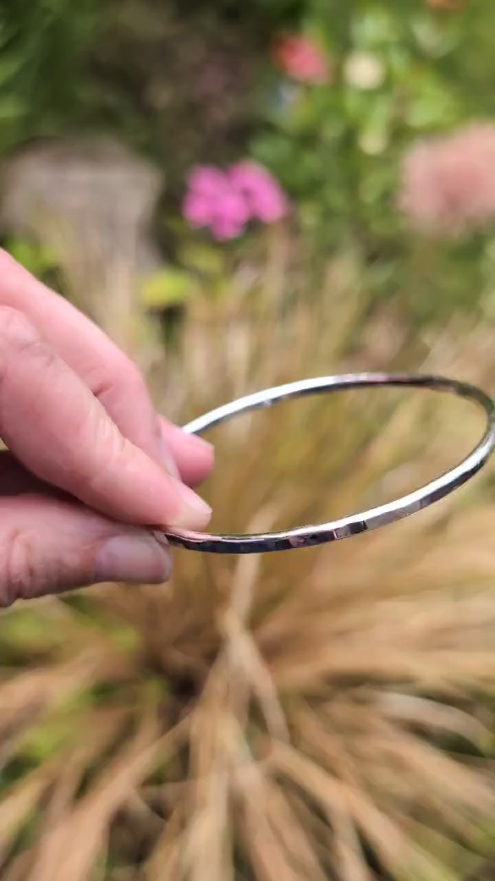 Sterling Silver Hammered Bangle, Fully Hallmarked - solid silver, stacking bangle