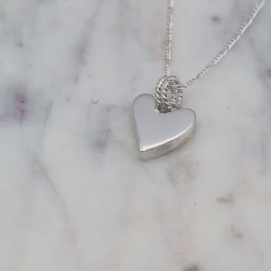 Scribble Heart Chunky Solid Sterling Silver Necklace