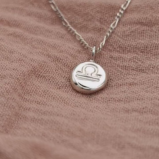 Personalised Zodiac Pebble Pendant in Solid Sterling Silver, 9ct 18ct Gold