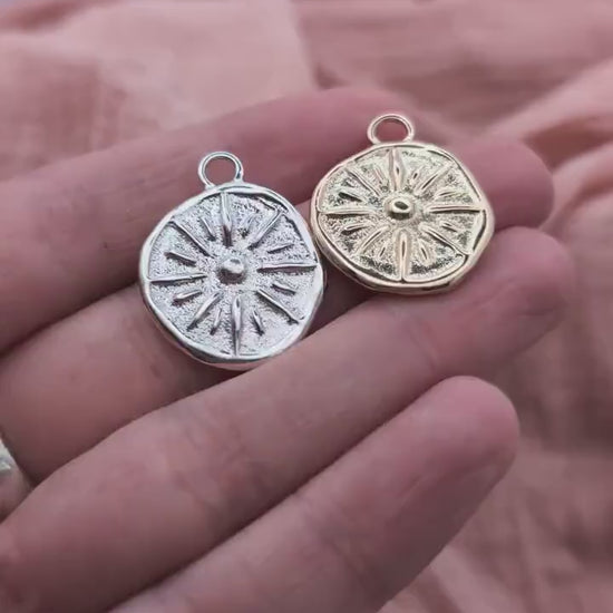 Sun Ray Pendant in Solid Sterling Silver, 9ct or 18ct Gold ~ talisman, charm necklace, sunburst, wax carved, sandcast, unique recycled metal