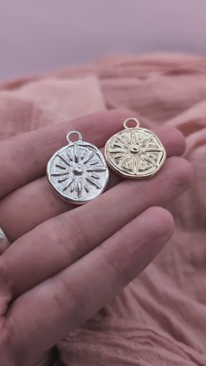 Sun Ray Pendant in Solid Sterling Silver, 9ct or 18ct Gold ~ talisman, charm necklace, sunburst, wax carved, sandcast, unique recycled metal