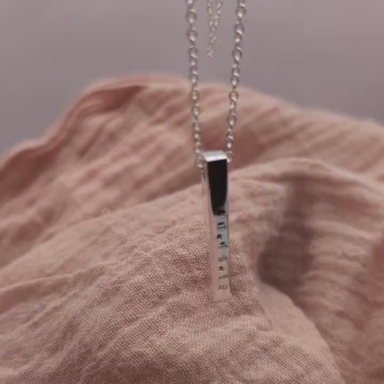 Sterling Silver Solid Bar Personalised Necklace