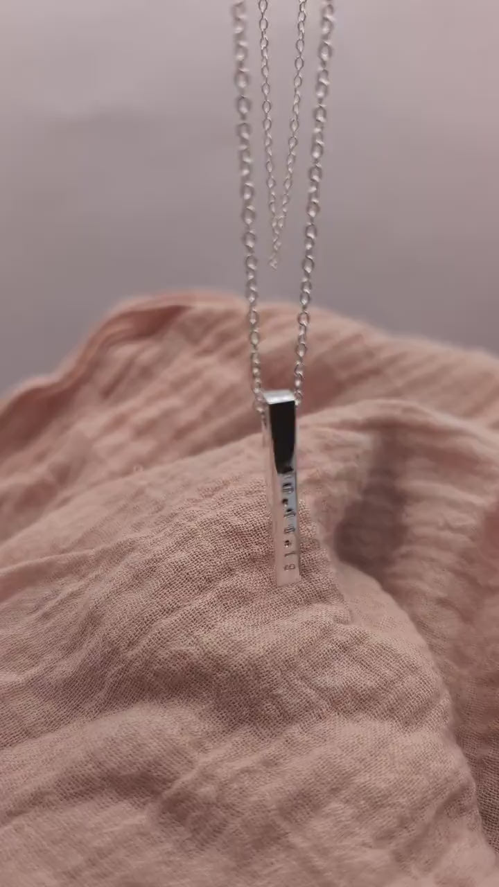 Sterling Silver Solid Bar Personalised Necklace