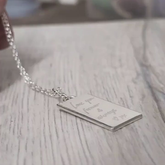 Handwriting Personalised Sterling Silver Tag Necklace