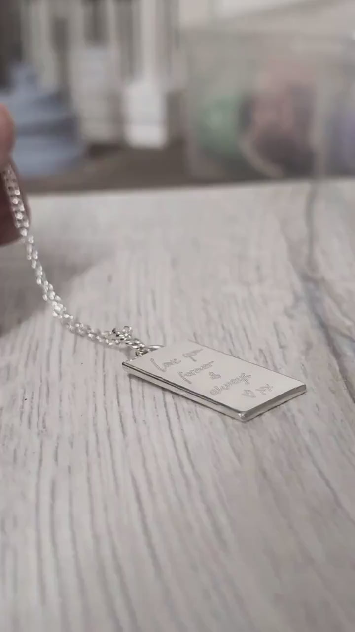 Handwriting Personalised Sterling Silver Tag Necklace