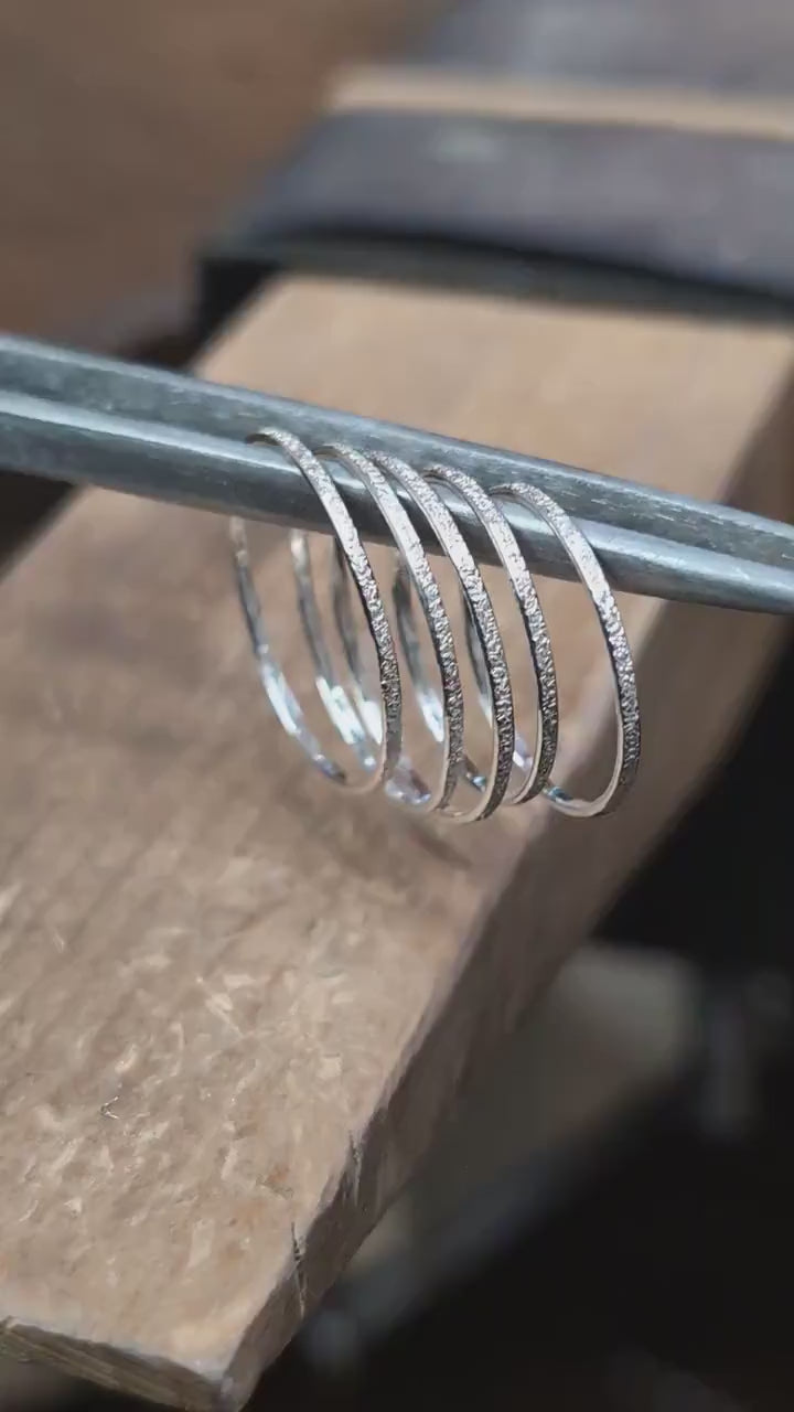 Stardust Skinny Recycled Sterling Silver Stacking Ring