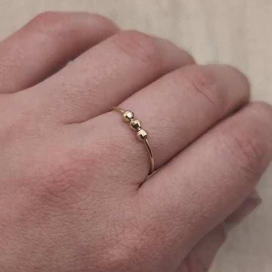 9ct Gold Disco Beads Fidget Skinny Ring ~ recycled gold, spinner ring, meditation ring, anxiety ring, ADHD