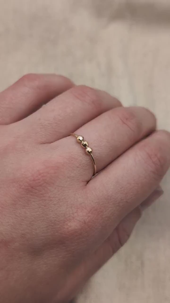 9ct Gold Disco Beads Fidget Skinny Ring ~ recycled gold, spinner ring, meditation ring, anxiety ring, ADHD