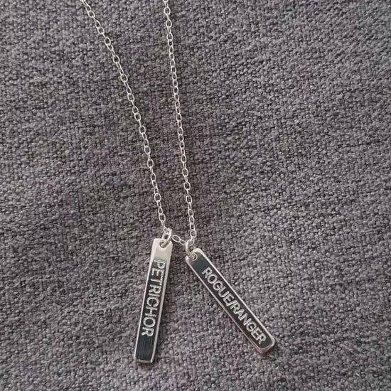 Character Class Sterling Silver Tags Necklace ~ gaming, tabletop, boardgame, dnd, d&d, ttrpg, rogue, wizard, cleric, sorcerer, bard, druid