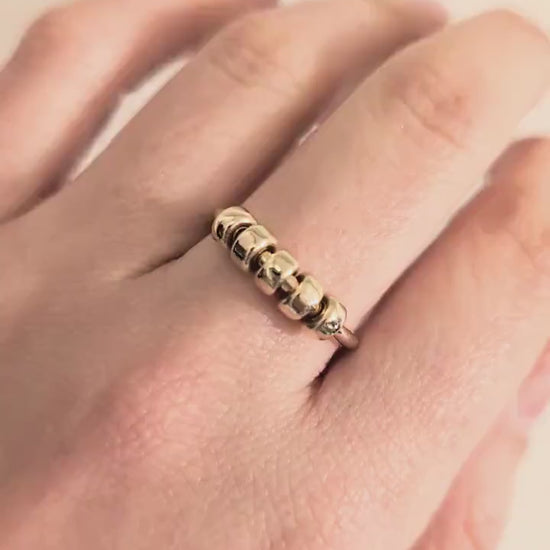 Chunky Fidget Ring Solid Recycled 9ct Gold Doughnut Beads