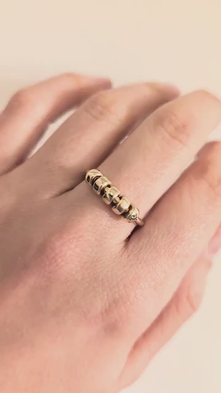 Chunky Fidget Ring Solid Recycled 9ct Gold Doughnut Beads