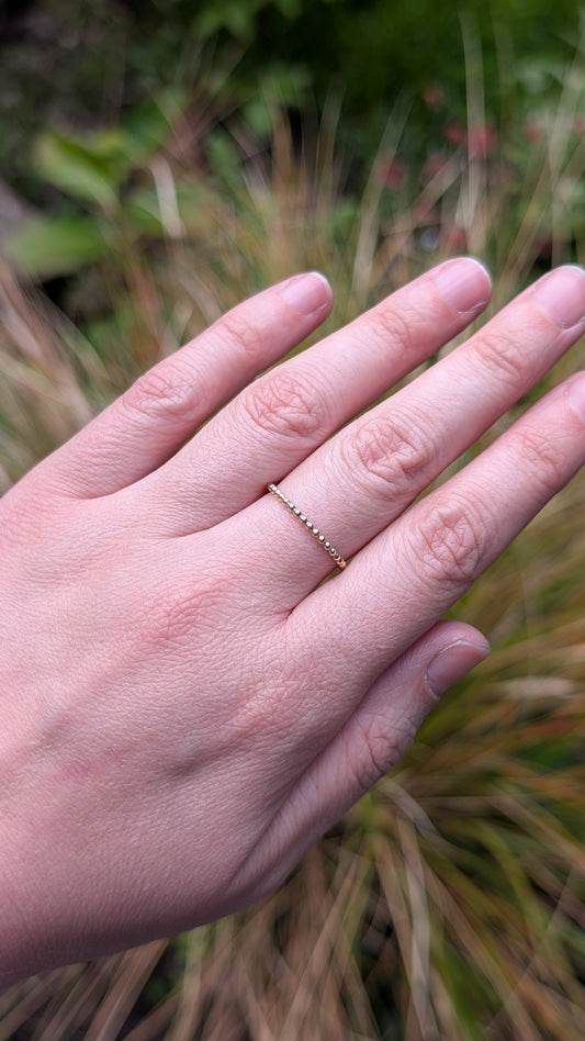 9ct Yellow Gold Beaded Band Stacking Ring