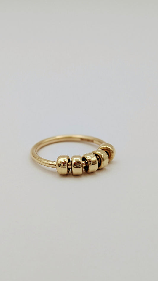 Chunky Fidget Ring Solid Recycled 9ct Gold Doughnut Beads